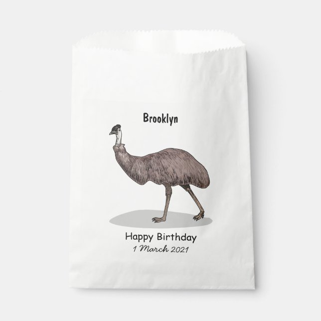 Emu bird cartoon illustration favor bag (Front)