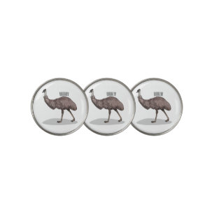 Emu bird cartoon illustration golf ball marker
