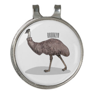 Emu bird cartoon illustration golf hat clip