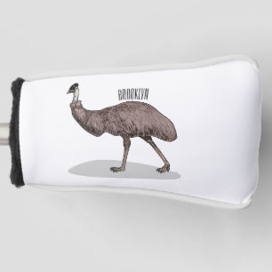 Emu bird cartoon illustration golf head cover