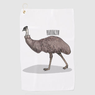 Emu bird cartoon illustration golf towel