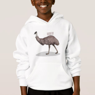 Emu bird cartoon illustration hoodie