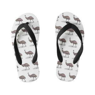 Emu bird cartoon illustration kid's flip flops