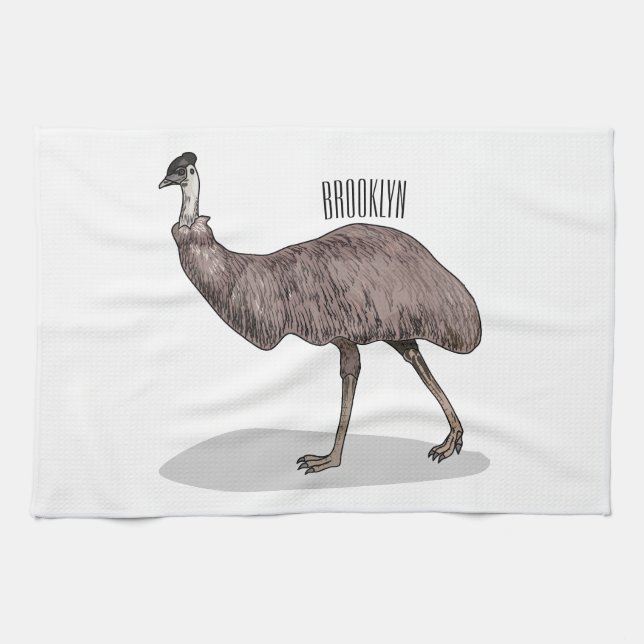 Emu bird cartoon illustration  kitchen towel (Horizontal)