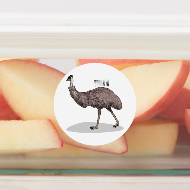 Emu bird cartoon illustration  labels (Affixed)