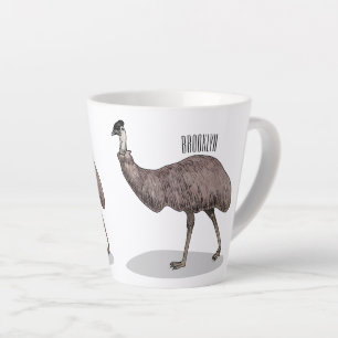 Emu bird cartoon illustration  latte mug
