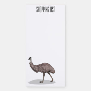 Emu bird cartoon illustration  magnetic notepad