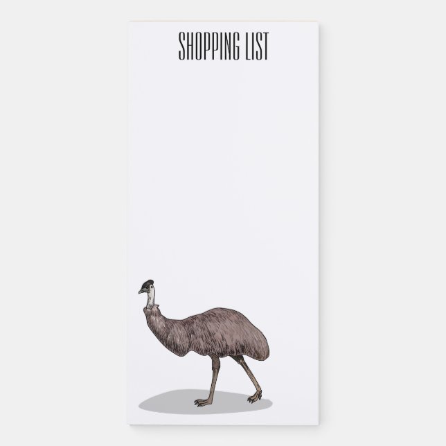 Emu bird cartoon illustration  magnetic notepad (Front)