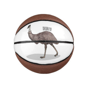 Emu bird cartoon illustration  mini basketball