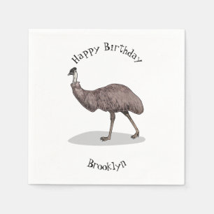 Emu bird cartoon illustration napkins