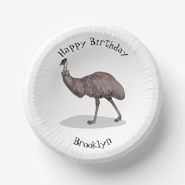 Emu bird cartoon illustration paper bowls (Front)
