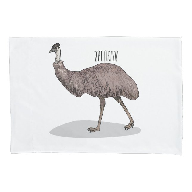 Emu bird cartoon illustration  pillow case (Front)