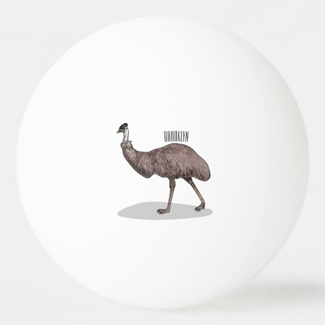 Emu bird cartoon illustration  ping pong ball (Front)