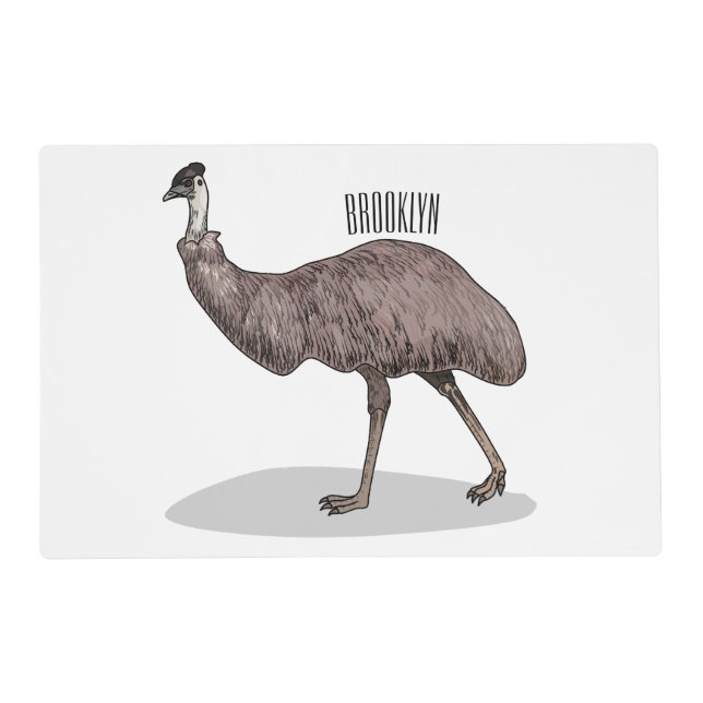 Emu bird cartoon illustration  placemat (Front)