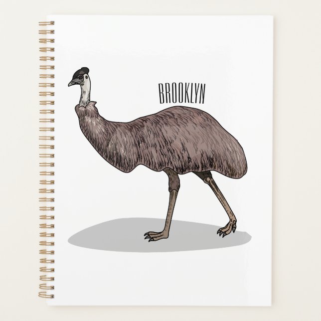 Emu bird cartoon illustration  planner (Front)