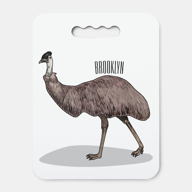 Emu bird cartoon illustration  seat cushion (Front Vertical)