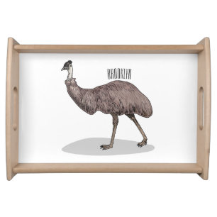 Emu bird cartoon illustration  serving tray