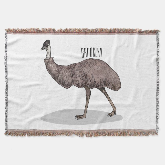 Emu bird cartoon illustration  throw blanket (Front)