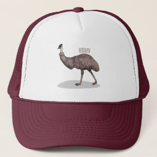 Emu bird cartoon illustration trucker hat