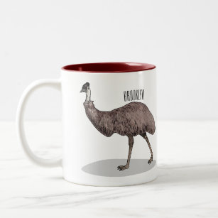 Emu bird cartoon illustration  Two-Tone coffee mug