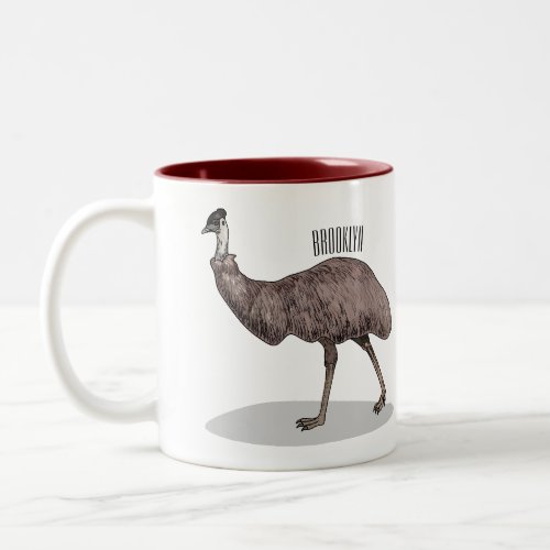 Emu bird cartoon illustration  Two_Tone coffee mug