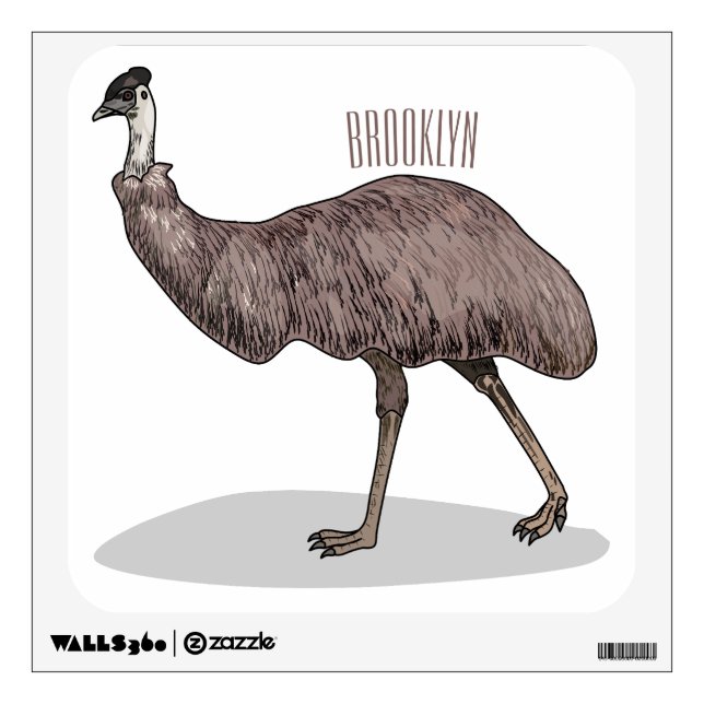 Emu bird cartoon illustration  wall decal (Front)