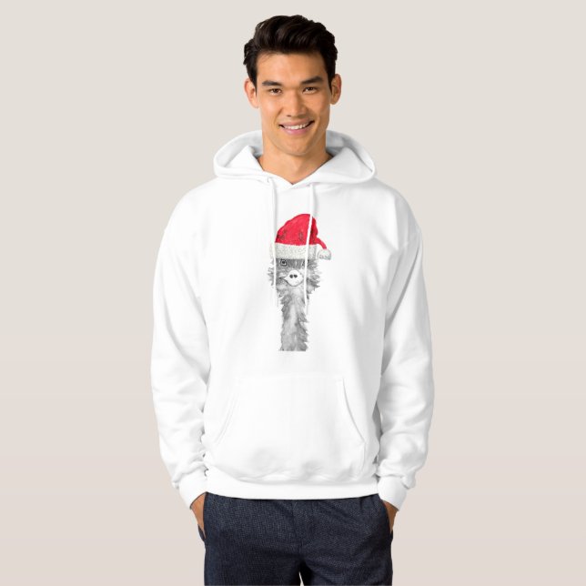 Emu Bird Funny Humor Ostrich Emo Animal Xmas Santa Hoodie (Front Full)