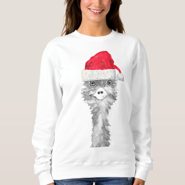Emu Bird Funny Humor Ostrich Emo Animal Xmas Santa Sweatshirt (Front)