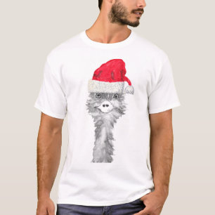 Emu Bird Funny Humor Ostrich Emo Animal Xmas Santa T-Shirt