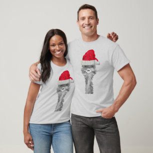 Emu Bird Funny Humor Ostrich Emo Animal Xmas Santa T-Shirt