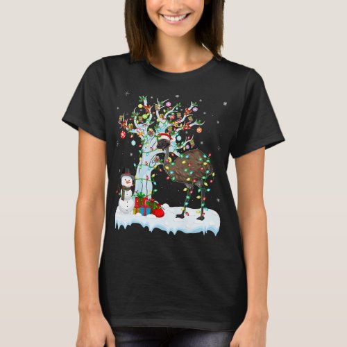 Emu Bird Xmas Element Tree Lighting Emu Christmas T_Shirt