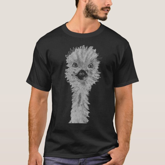 Emu Birds Funny Humor Ostrich Emo Animal Black T-Shirt (Front)