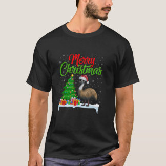 Emu Christmas Tree Lights Funny Xmas Emu Lover T S T-Shirt