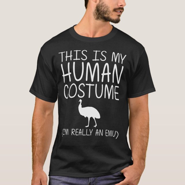 Emu Easy Halloween Human Costume Ostrich Bird Rhea T-Shirt (Front)