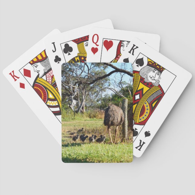 Emu Parents With Chicks,    Poker Cards (Back)