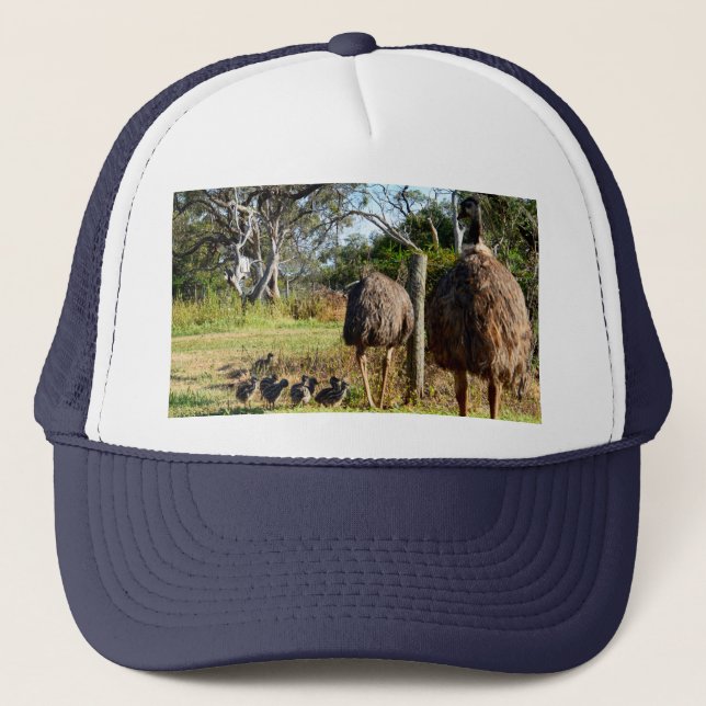 Emu Parents With Their Many Chicks,  Trucker Hat (Front)