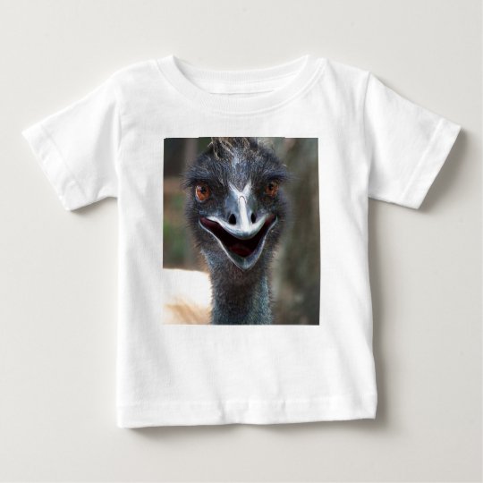 Emu saying HI! Open beak big brown eyes picture Baby T-Shirt