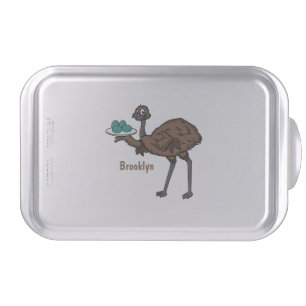 Emu with eggs cartoon illustration cake pan
