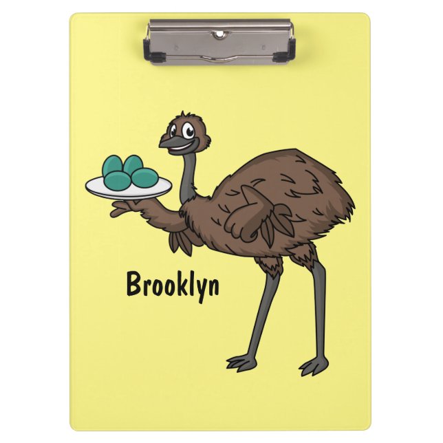 Emu with eggs cartoon illustration clipboard (Front)