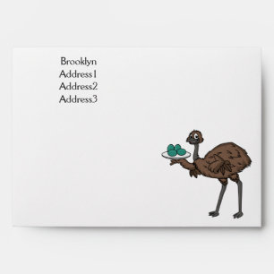 Emu with eggs cartoon illustration envelope