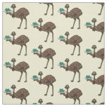 Emu with eggs cartoon illustration fabric