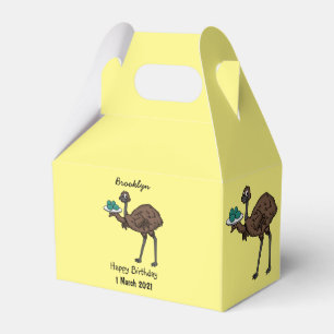 Emu with eggs cartoon illustration favor boxes