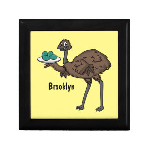 Emu with eggs cartoon illustration gift box