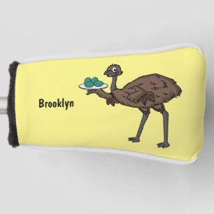 Emu with eggs cartoon illustration golf head cover