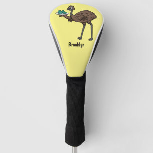 Emu with eggs cartoon illustration golf head cover