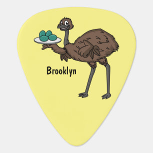 Emu with eggs cartoon illustration guitar pick