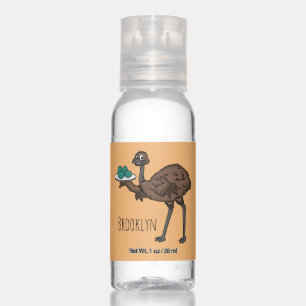 Emu with eggs cartoon illustration hand sanitizer