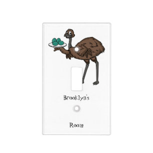 Emu with eggs cartoon illustration light switch cover