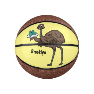 Emu with eggs cartoon illustration mini basketball