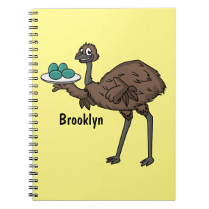 Emu with eggs cartoon illustration notebook